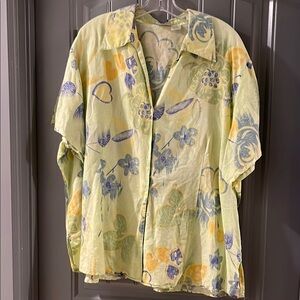 Harve Benard Floral Button Down Shirt - Yellow and Blue